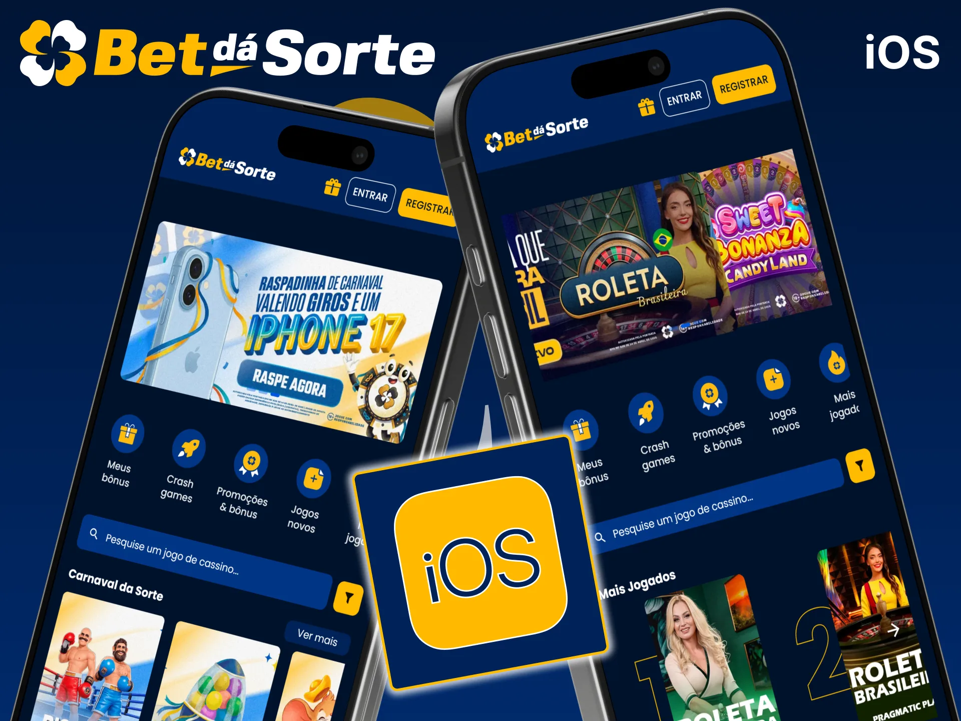 Divirta-se a jogar e a apostar na aplicação Bet da Sorte para iOS.